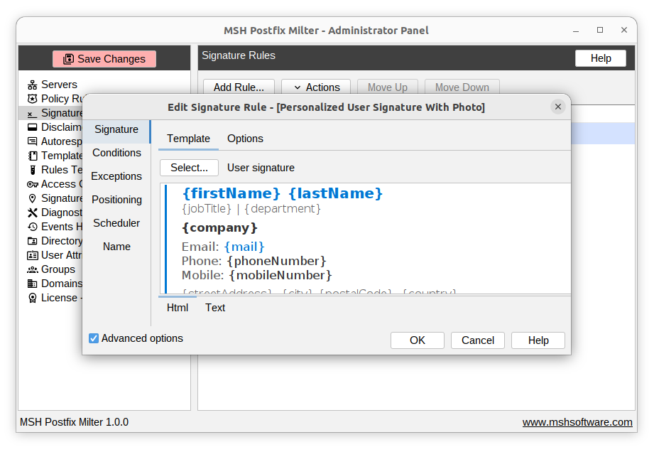 Automatic email signature added by MSH Postfix Milter